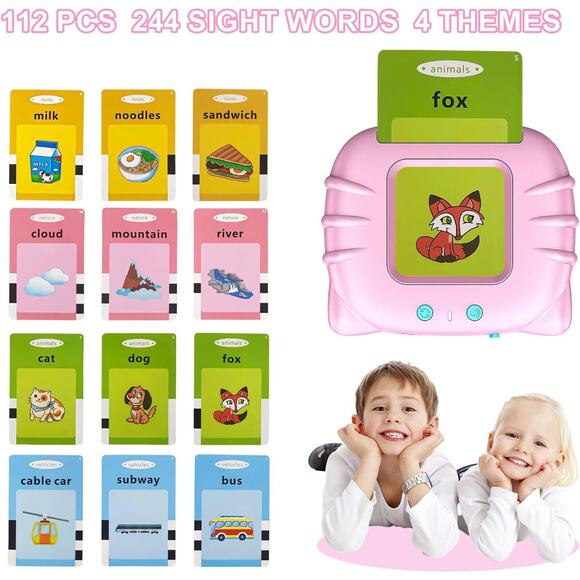 🔥Talking Sight Words Flash Cards Educational Makolle Pink BNWT🔥 - Picture 2 of 7